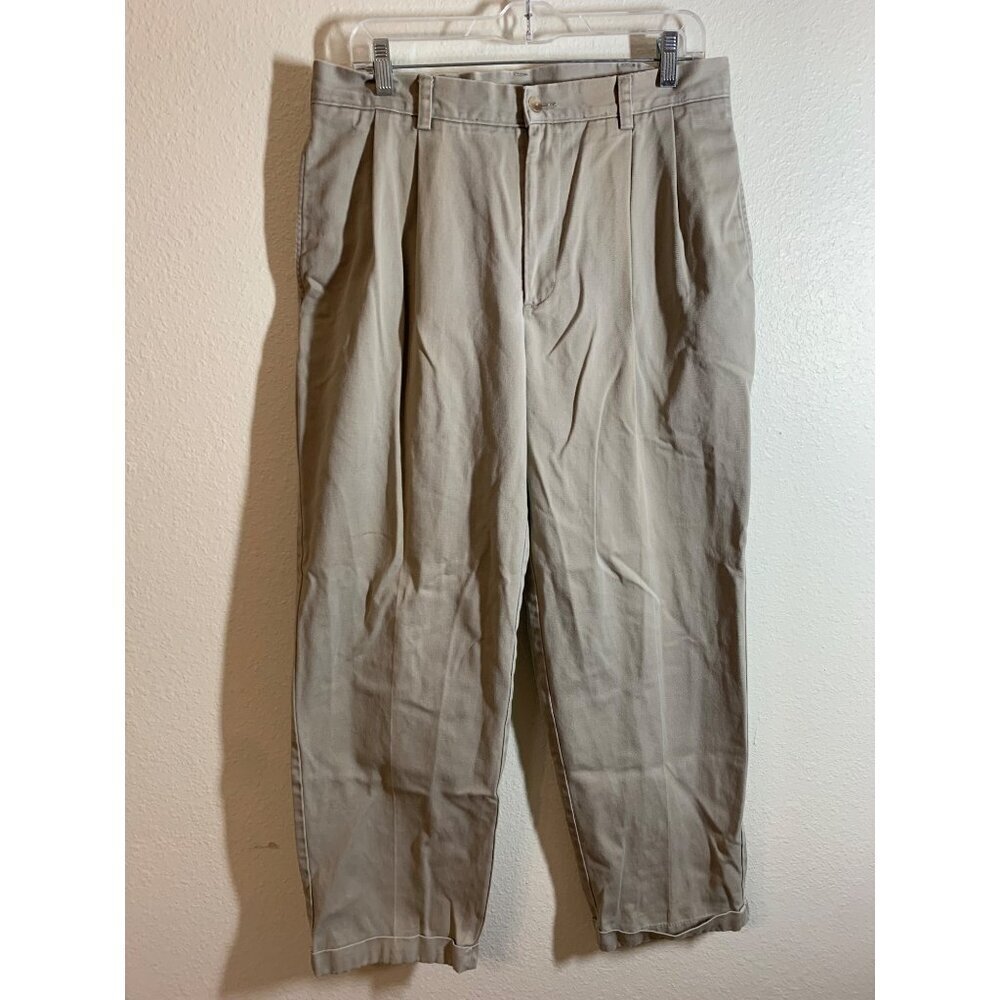 Izod Rolled Cuff Cotton Khaki Chinos Mens Size 33x30 Beige AC4